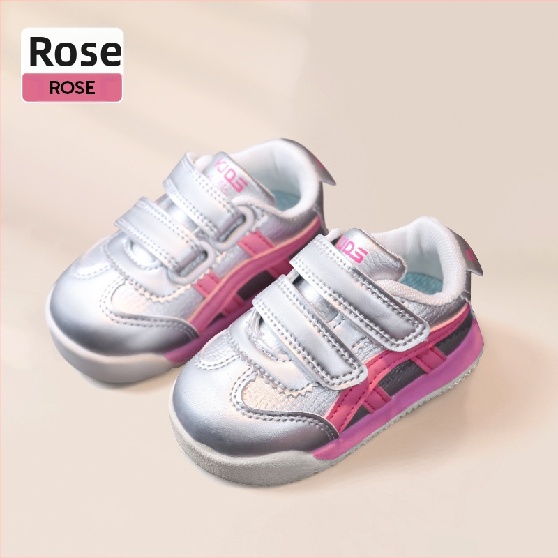 Bērnu sporta apavi – sintētiskā āda, pretslīdoša gumijas zole, svītrainais raksts, Velcro aizdare, vecuma diapazons 4–12 gadi, pavasaris, rudens