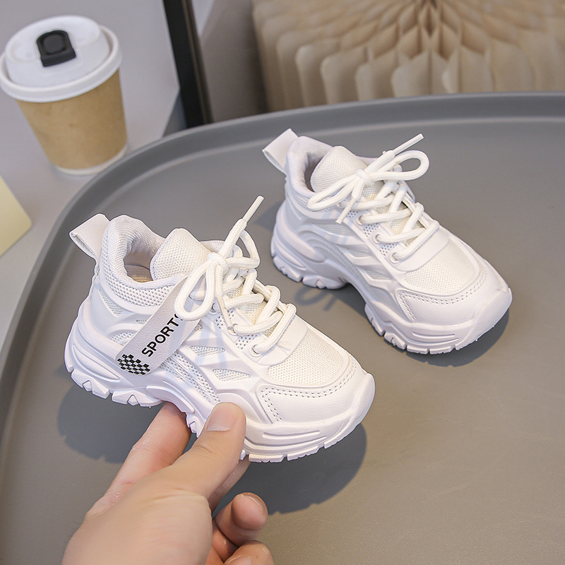 Adidași pentru copii din plasă, respirabili, talpă PVC antiderapantă, șiret frontal, pentru primăvară și toamnă