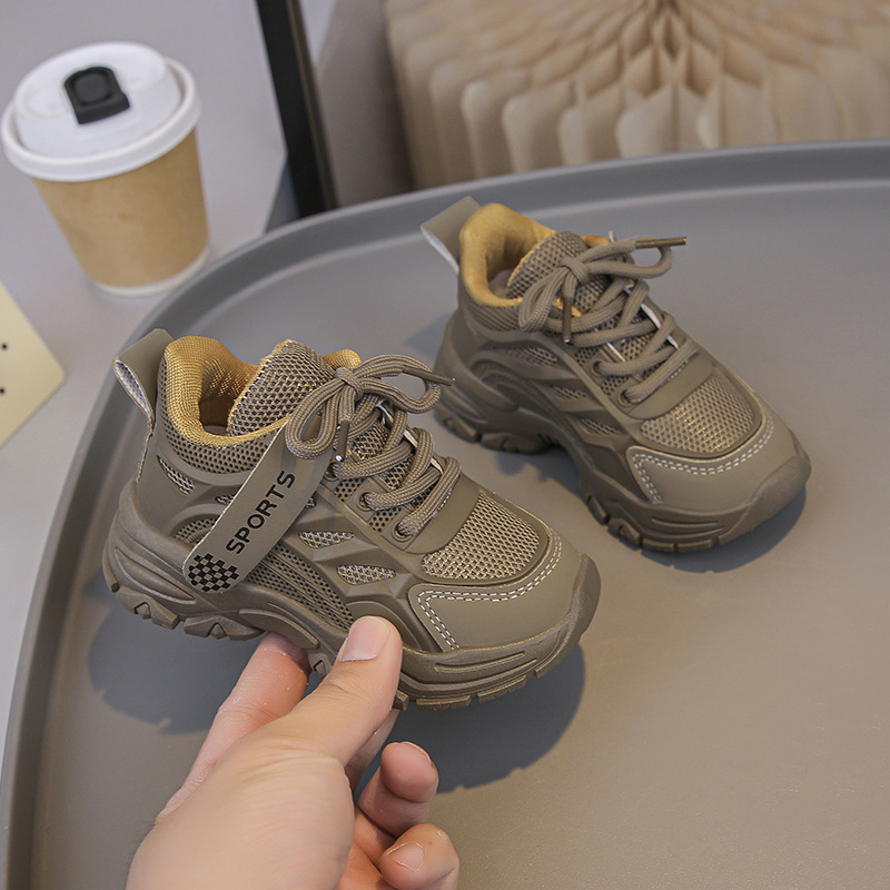 Bērnu sporta apavi ar tīkla augšdaļu, elpojoši, pretslīdējoša PVC zole, unisex, pavasaris-rudens