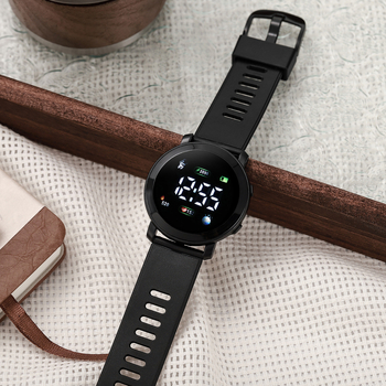 Bērnu elektroniskais pulkstenis - 43 mm apaļš ciferniks, 1 collu numeriskais displejs, 30 m ūdensizturība, kalendārs, PVC siksna