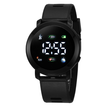 Bērnu elektroniskais pulkstenis - 43 mm apaļš ciferniks, 1 collu numeriskais displejs, 30 m ūdensizturība, kalendārs, PVC siksna