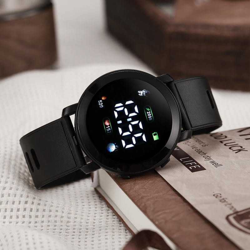 Bērnu elektroniskais pulkstenis - 43 mm apaļš ciferniks, 1 collu numeriskais displejs, 30 m ūdensizturība, kalendārs, PVC siksna