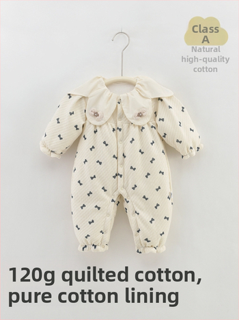 Kūdikų bodis/šliaužiamas kombinezonas iš medvilnės, stora, ilgos rankovės, užsegimas vienos eilės sagomis