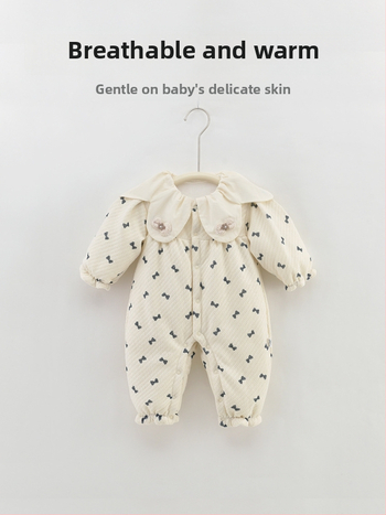 Kūdikų bodis/šliaužiamas kombinezonas iš medvilnės, stora, ilgos rankovės, užsegimas vienos eilės sagomis