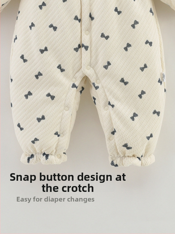 Kūdikų bodis/šliaužiamas kombinezonas iš medvilnės, stora, ilgos rankovės, užsegimas vienos eilės sagomis