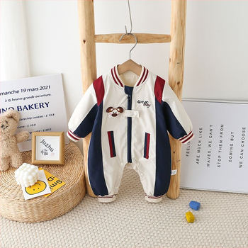 Kūdikių berniukų kombinezonas šliaužimui, ilgomis rankovėmis, užtrauktukas, korėjietiškas stilius