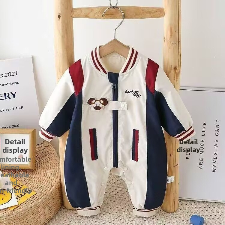 Kūdikių berniukų kombinezonas šliaužimui, ilgomis rankovėmis, užtrauktukas, korėjietiškas stilius