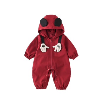 Бебешки гащеризон с качулка – дълъг ръкав, пролетно/есенно, цип за закопчаване, възраст 1–3 години