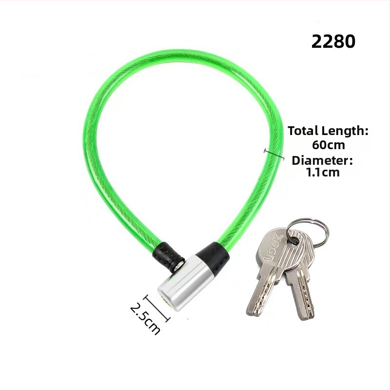 Dviračio kabelinis užraktas su plieno vielos apvalkalu, modelis 2280, svoris 1,3 kg, daugiafunkcis