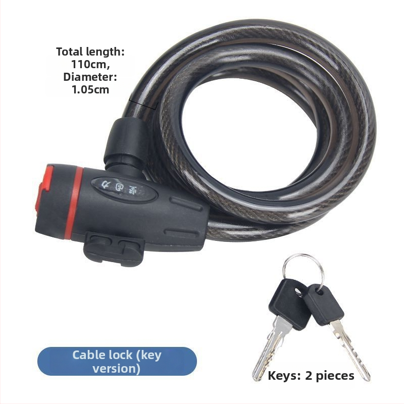 Dviračio kabelinis užraktas su plieno vielos apvalkalu, modelis 2280, svoris 1,3 kg, daugiafunkcis