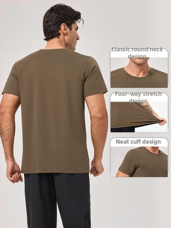 Muška sportska majica od modalnog materijala, prozračna i brzo sušeća, slobodnog kroja, kratki rukavi, okrugli izrez, za trčanje i trening