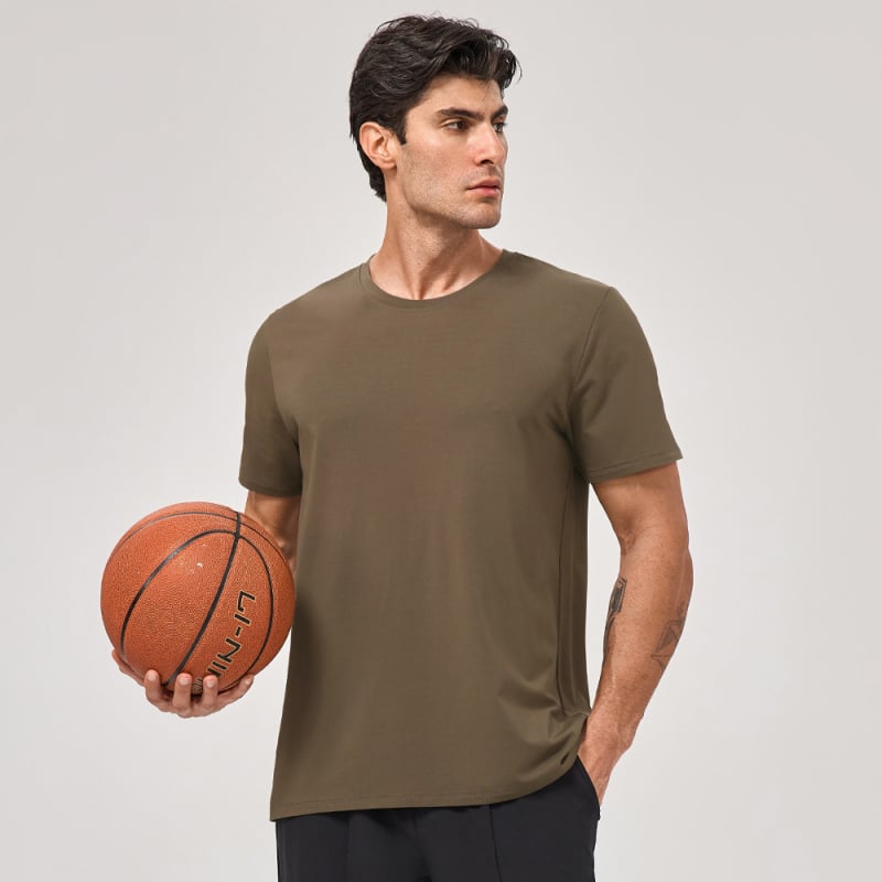 Muška sportska majica od modalnog materijala, prozračna i brzo sušeća, slobodnog kroja, kratki rukavi, okrugli izrez, za trčanje i trening