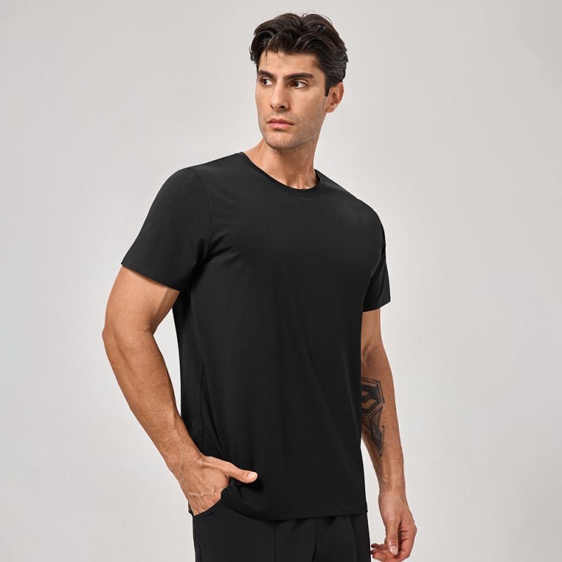Muška sportska majica od modalnog materijala, prozračna i brzo sušeća, slobodnog kroja, kratki rukavi, okrugli izrez, za trčanje i trening