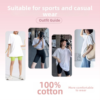 Joga marškinėliai, laisvas kirpimas, vidutinio ilgio, trumpomis rankovėmis, kvėpuojantis, 100% medvilnė