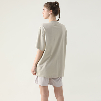 Joga marškinėliai, laisvas kirpimas, vidutinio ilgio, trumpomis rankovėmis, kvėpuojantis, 100% medvilnė