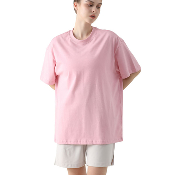 Joga marškinėliai, laisvas kirpimas, vidutinio ilgio, trumpomis rankovėmis, kvėpuojantis, 100% medvilnė