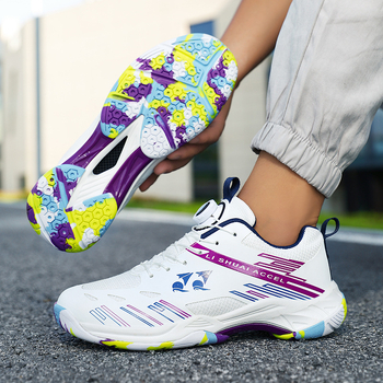 Unisex badminton bateliai su priekiniais raišteliais, tinklo viršus, anti-slip gumos padas – lengvi, tinkami badmintonui, stalo tenisui ir tenisui.