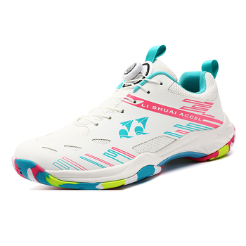 Unisex badminton bateliai su priekiniais raišteliais, tinklo viršus, anti-slip gumos padas – lengvi, tinkami badmintonui, stalo tenisui ir tenisui.