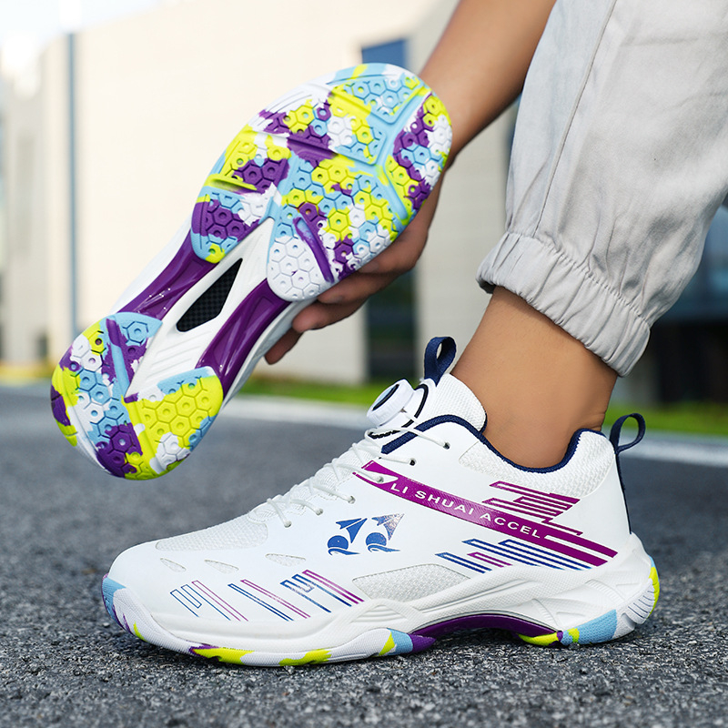 Unisex badminton bateliai su priekiniais raišteliais, tinklo viršus, anti-slip gumos padas – lengvi, tinkami badmintonui, stalo tenisui ir tenisui.