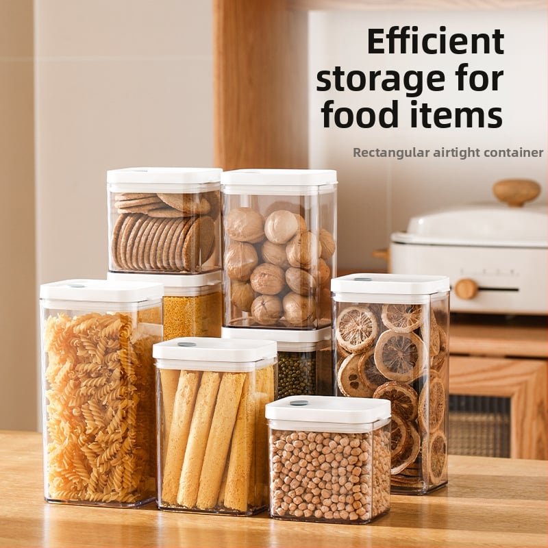 FaSoLa skaidrus kvadratinis plastikinis virtuvės grūdų laikymo indas, sandarus drėgmei atsparus, 800–1000 ml