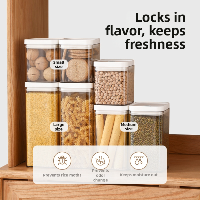 FaSoLa skaidrus kvadratinis plastikinis virtuvės grūdų laikymo indas, sandarus drėgmei atsparus, 800–1000 ml