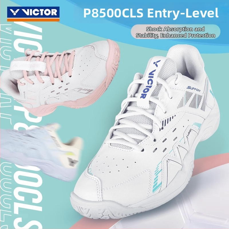 Victor P8500CLS badmintono bateliai su neslidžia padu, smūgių absorbcija, priekinis raištis, odinis viršus, guminė pada