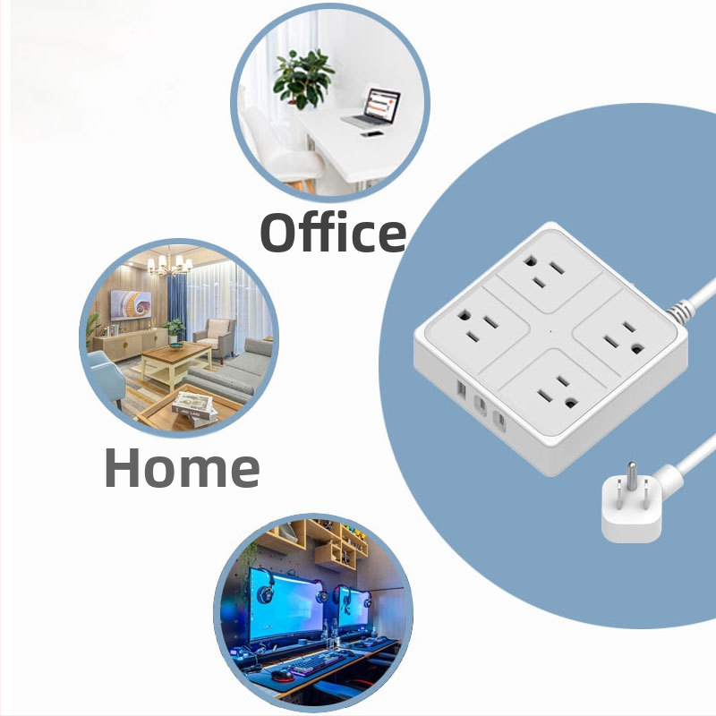 US štandardný inteligentný predlžovač s USB-C portom, 10A, 100-250VAC, plášť z nehorľavného PC, medené vodiče