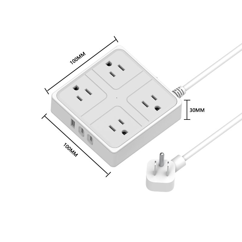 US стандартна интелигентна захранваща лента с USB-C порт, 10A, 100-250VAC, огнеупорен PC корпус, медни контакти