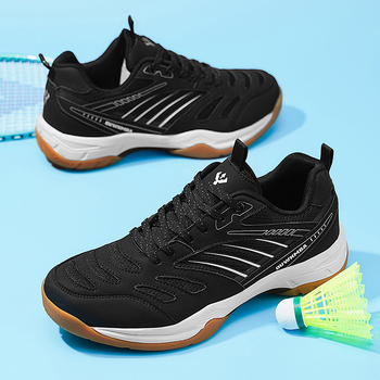 Badminton bateliai – Kvėpuojantys, Lengvi, Žemas Profilis (Viršus: Sintetinė oda; Padas: Guma; Priekinis raištis)