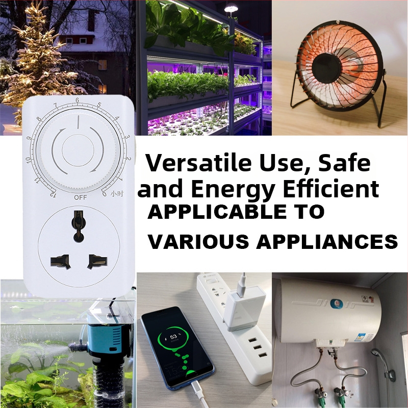 12 stundu taimeru kontaktligzda ar aizzemējumu, universāla kontaktligzda, uzlādes aizsardzība un slēdzis