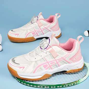 Vaikiški bateliai badmintonui su kvėpuojančia tinklo viršutine dalimi, anti-slip gumine pada, EVA vidurinė padą, žemas kulno aukštis