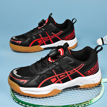 Vaikiški bateliai badmintonui su kvėpuojančia tinklo viršutine dalimi, anti-slip gumine pada, EVA vidurinė padą, žemas kulno aukštis