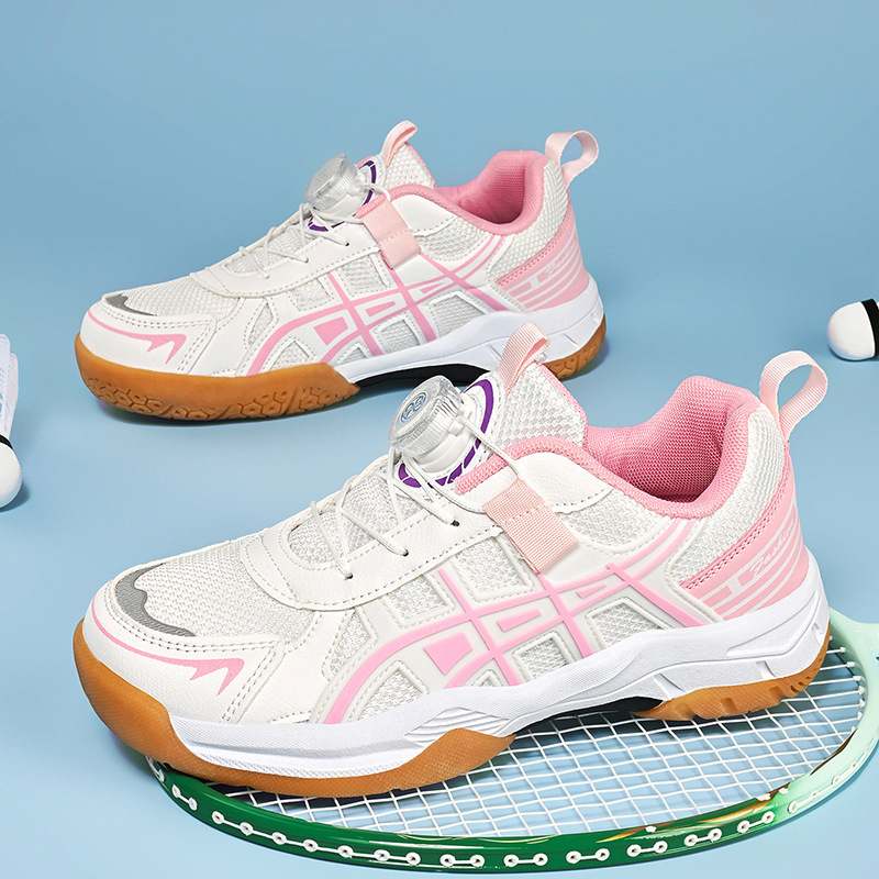 Vaikiški bateliai badmintonui su kvėpuojančia tinklo viršutine dalimi, anti-slip gumine pada, EVA vidurinė padą, žemas kulno aukštis