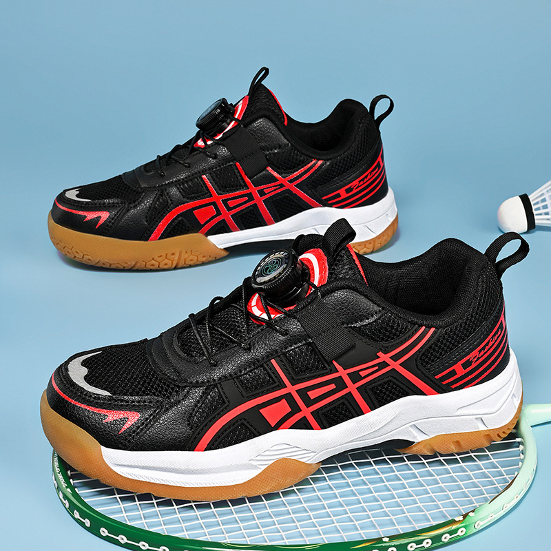 Vaikiški bateliai badmintonui su kvėpuojančia tinklo viršutine dalimi, anti-slip gumine pada, EVA vidurinė padą, žemas kulno aukštis