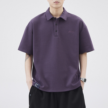 Πόλο πουκάμισο, με χαλαρή εφαρμογή, κοντές μανίκες, μονοχρωμο βαμβακερό, για καλοκαίρι