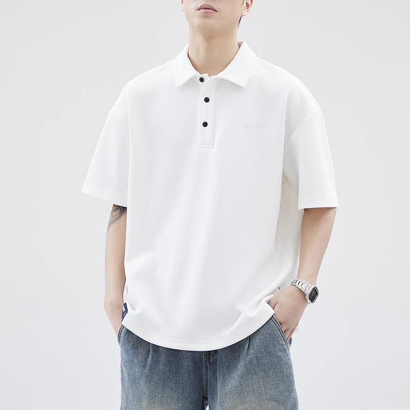 Πόλο πουκάμισο, με χαλαρή εφαρμογή, κοντές μανίκες, μονοχρωμο βαμβακερό, για καλοκαίρι