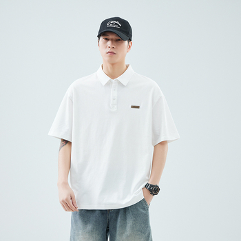 Anyang Ανδρικό κοντομάνικο πόλο πουκάμισο, άνετη γραμμή, αναπνεύσιμο βαμβάκι, λεπτομέρεια ραφής