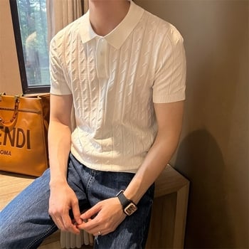 Muška pletena polo majica kratkih rukava, uski kroj, mješavina poliester, prozračna, odvodi vlagu