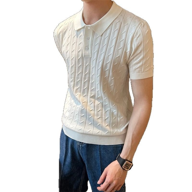 Muška pletena polo majica kratkih rukava, uski kroj, mješavina poliester, prozračna, odvodi vlagu