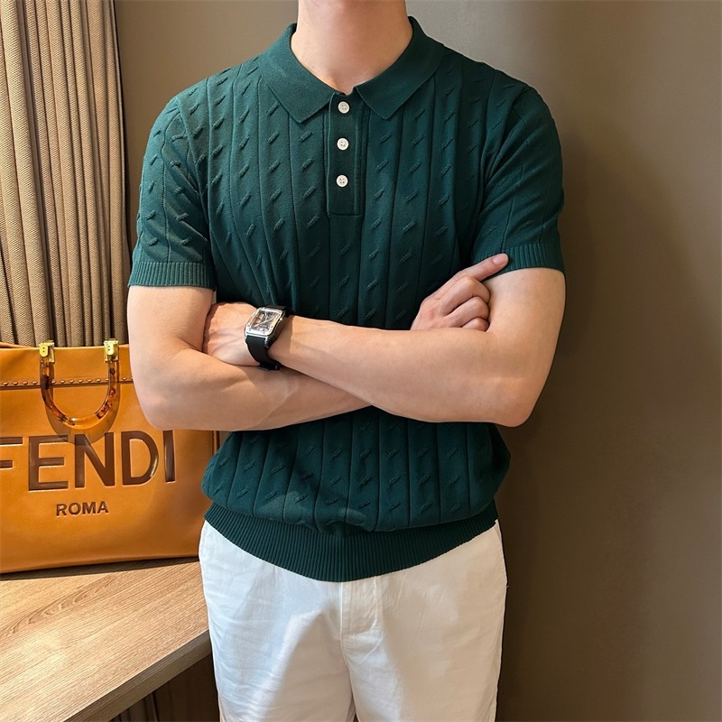 Muška pletena polo majica kratkih rukava, uski kroj, mješavina poliester, prozračna, odvodi vlagu