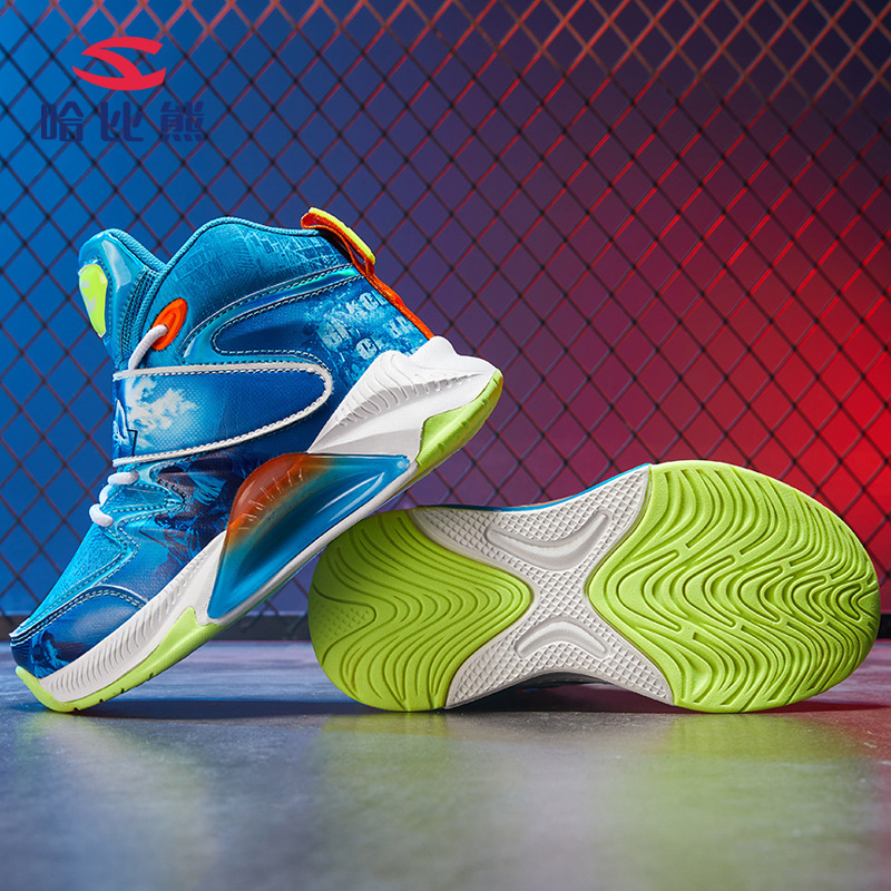 Pantofi baschet pentru băieți Hobibear — partea superioară din piele sintetică, talpă EVA, închidere cu Velcro, primăvară-toamnă, vârsta 7–16 ani