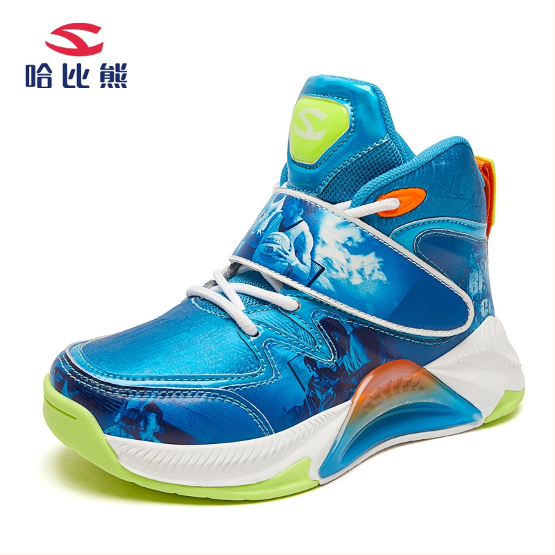 Basketbalová obuv pre chlapcov Hobibear — vrchná časť z syntetickej kože, EVA podrážka, zapínanie na suchý zips, jar a jeseň, vek 7–16 rokov