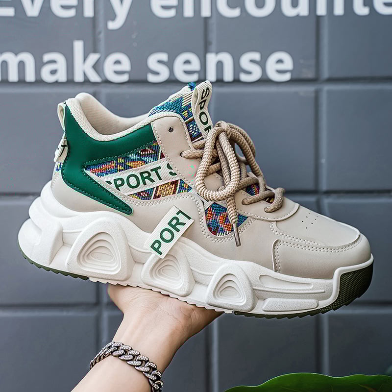 Ανδρικά sneakers με φαρδιά σόλα – επάνω μέρος TPU + συνθετικό δέρμα + ύφασμα, κλείσιμο με κορδόνια, πάτος EVA, στρογγυλή μύτη