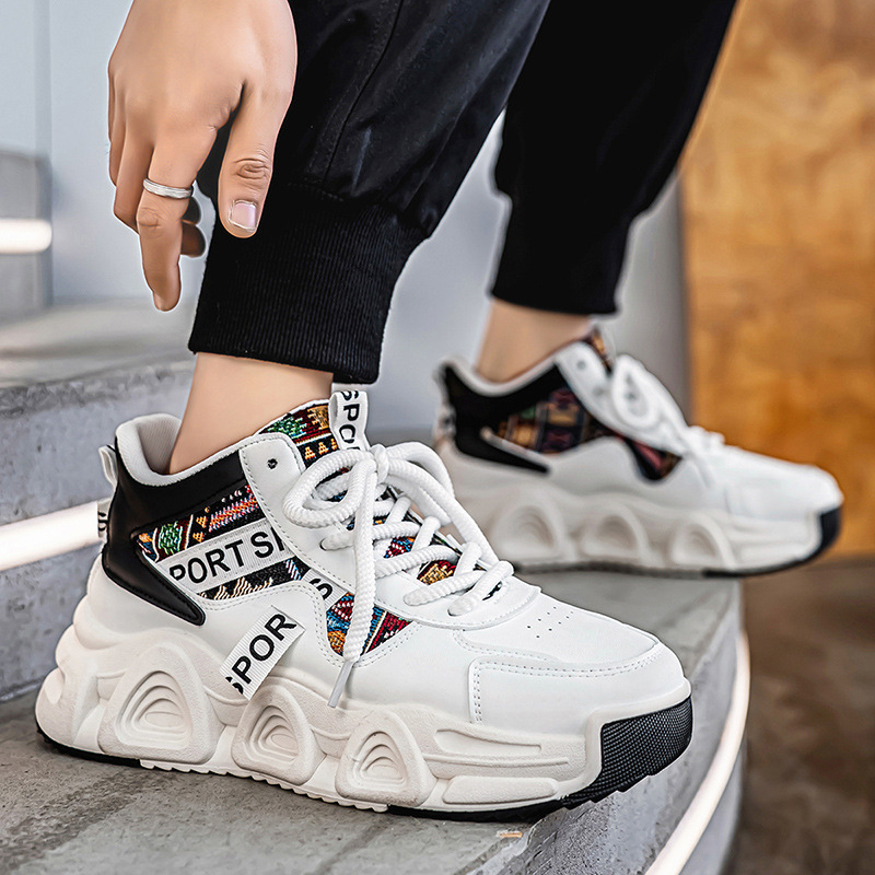 Ανδρικά sneakers με φαρδιά σόλα – επάνω μέρος TPU + συνθετικό δέρμα + ύφασμα, κλείσιμο με κορδόνια, πάτος EVA, στρογγυλή μύτη