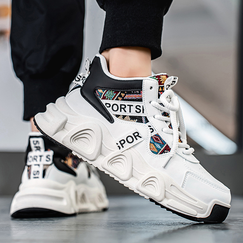 Ανδρικά sneakers με φαρδιά σόλα – επάνω μέρος TPU + συνθετικό δέρμα + ύφασμα, κλείσιμο με κορδόνια, πάτος EVA, στρογγυλή μύτη