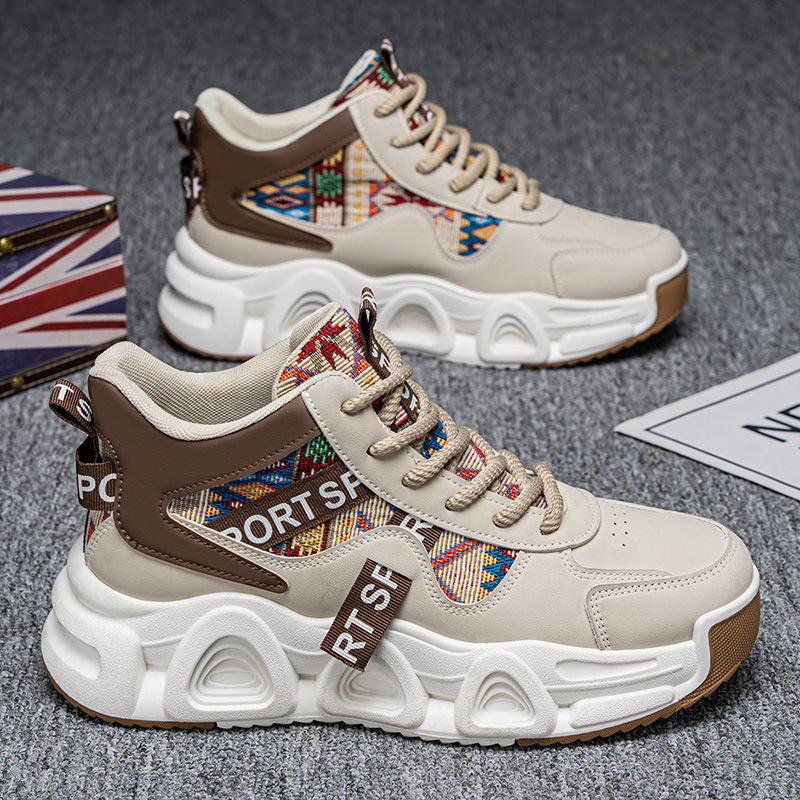 Ανδρικά sneakers με φαρδιά σόλα – επάνω μέρος TPU + συνθετικό δέρμα + ύφασμα, κλείσιμο με κορδόνια, πάτος EVA, στρογγυλή μύτη