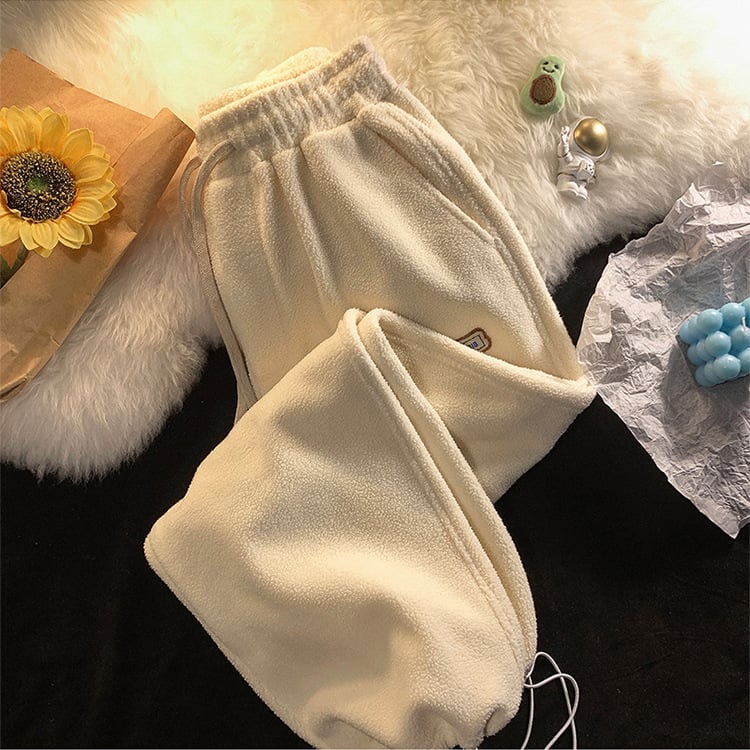 Női harém nadrág polár fleece-béléssel, lazán szabott, magas derekú, vast anyag