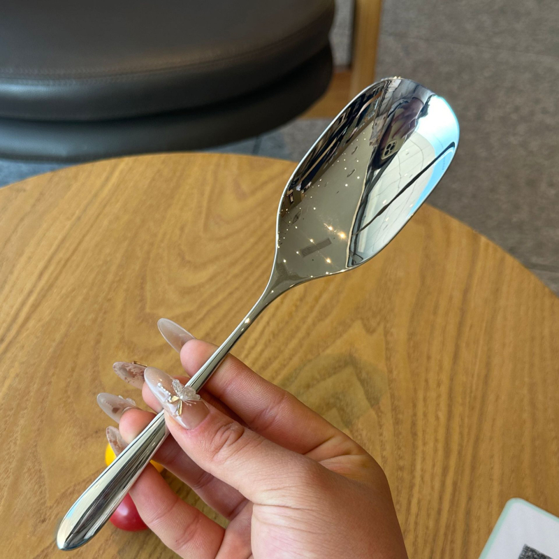 Mangova žlica za posluživanje — 304 nehrđajući čelik, duga drška, ogledni sjaj, minimalistički stil INS