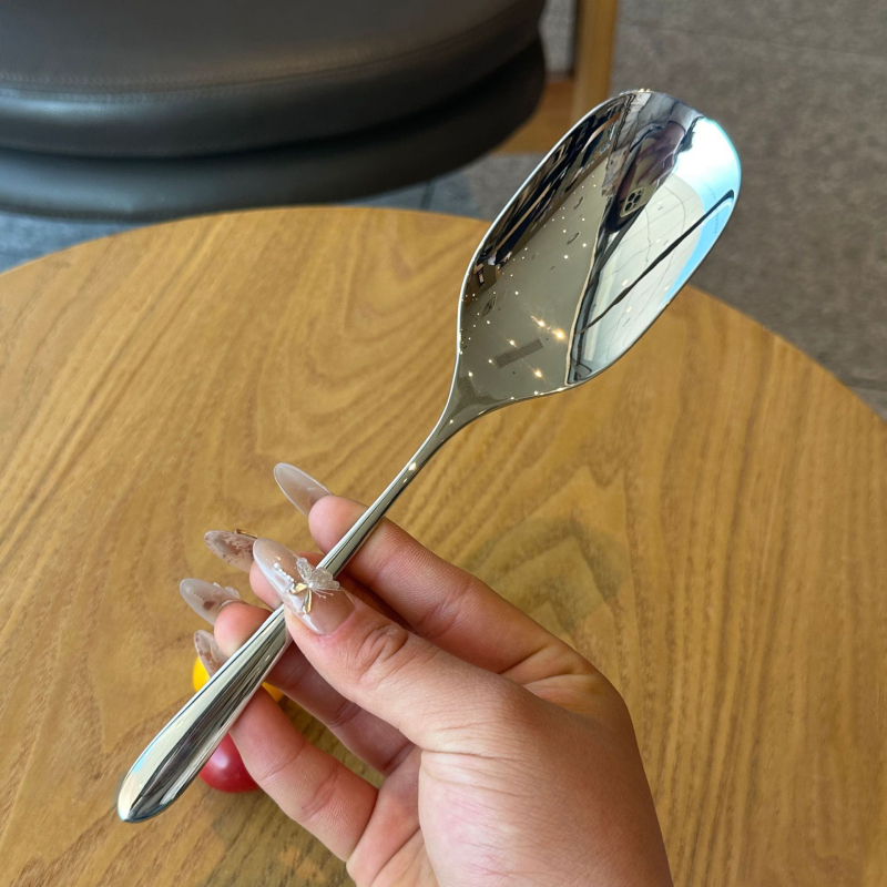 Mangova žlica za posluživanje — 304 nehrđajući čelik, duga drška, ogledni sjaj, minimalistički stil INS