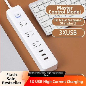 USB maitinimo juosta, daugiafunkcinė, atskirai valdomos kištukinės lizdai, nacionalinis standartas